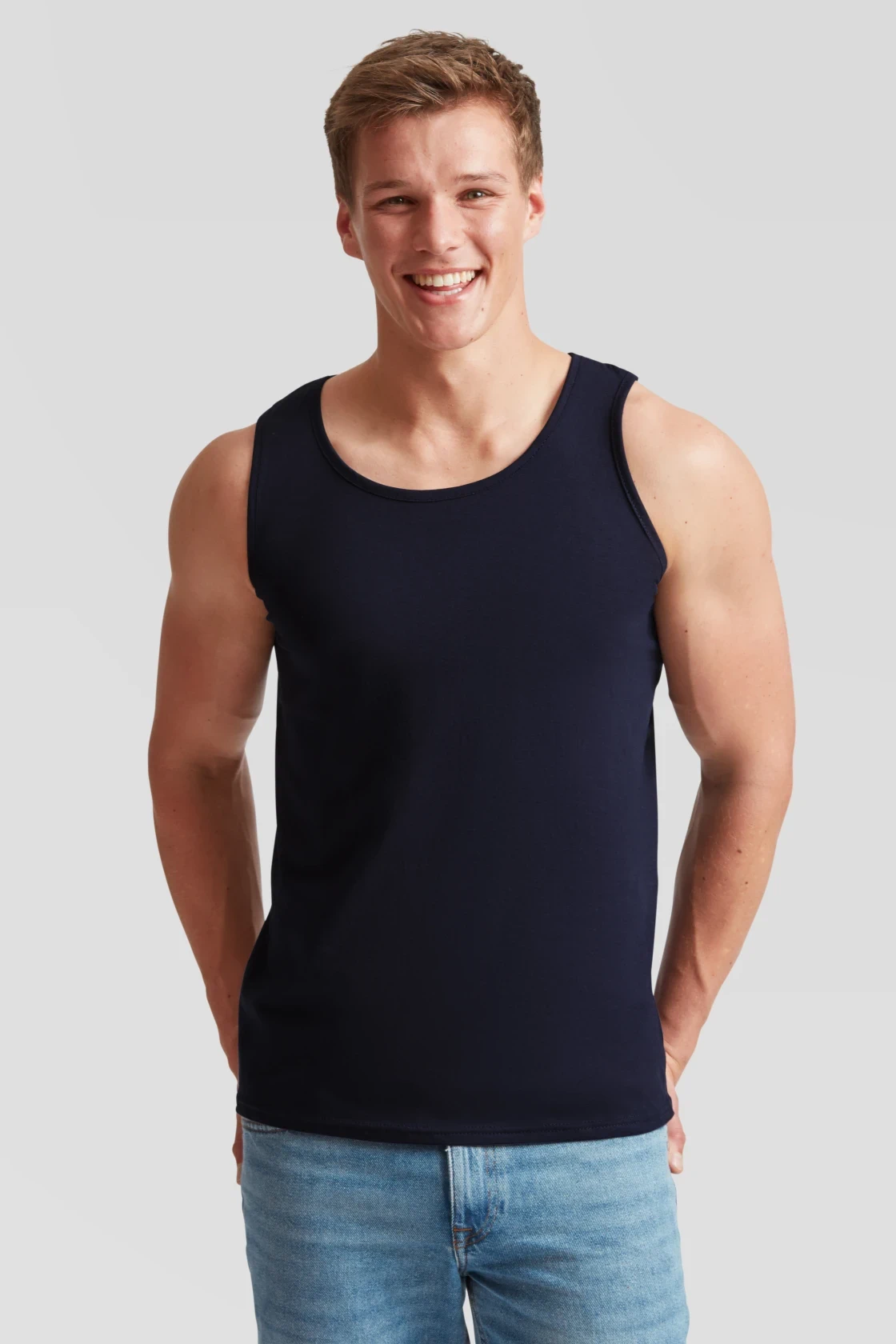 fruit-of-the-loom-61-098-0-valueweight-athletic-vest-deepnavy-model-0 F.O.L. Valueweight Athletic Vest