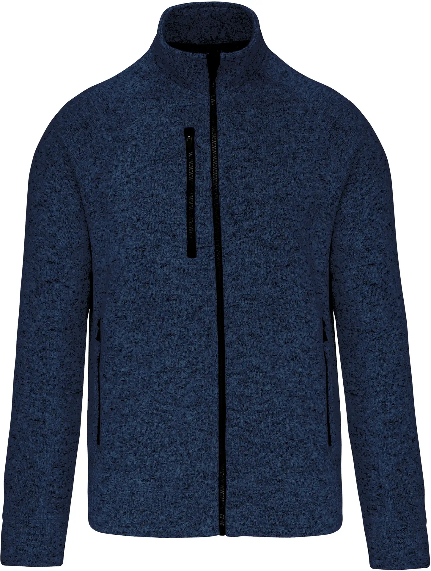 kariban-K9106-herren-melange-strickfleece-jacke-navymelange-front-3 Kariban Herren Melange Strickfleece Jacke