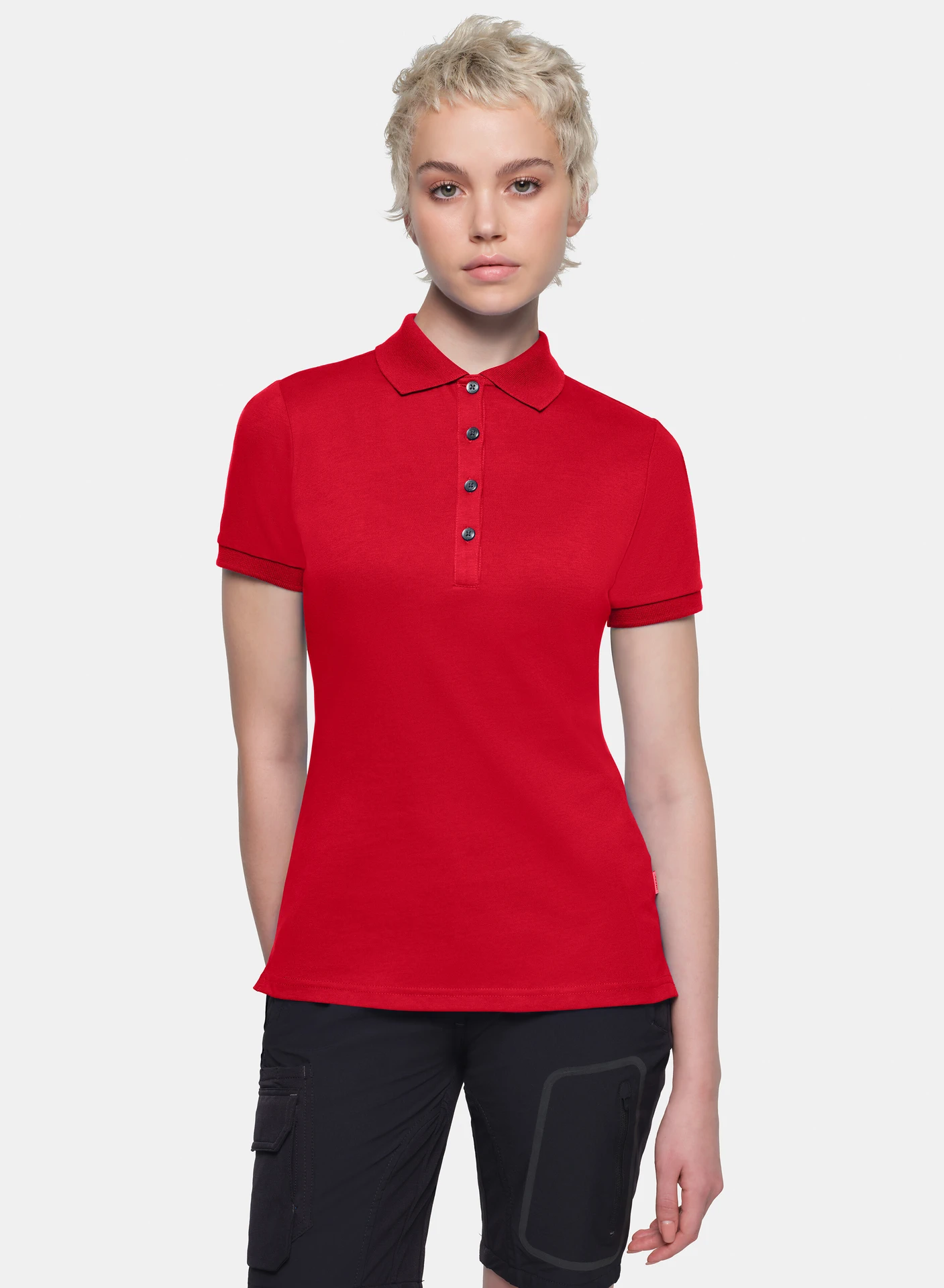 hakro-214-cotton-tec-damen-poloshirt-rot-model-0 HAKRO Women-Poloshirt 214 Cotton-Tec