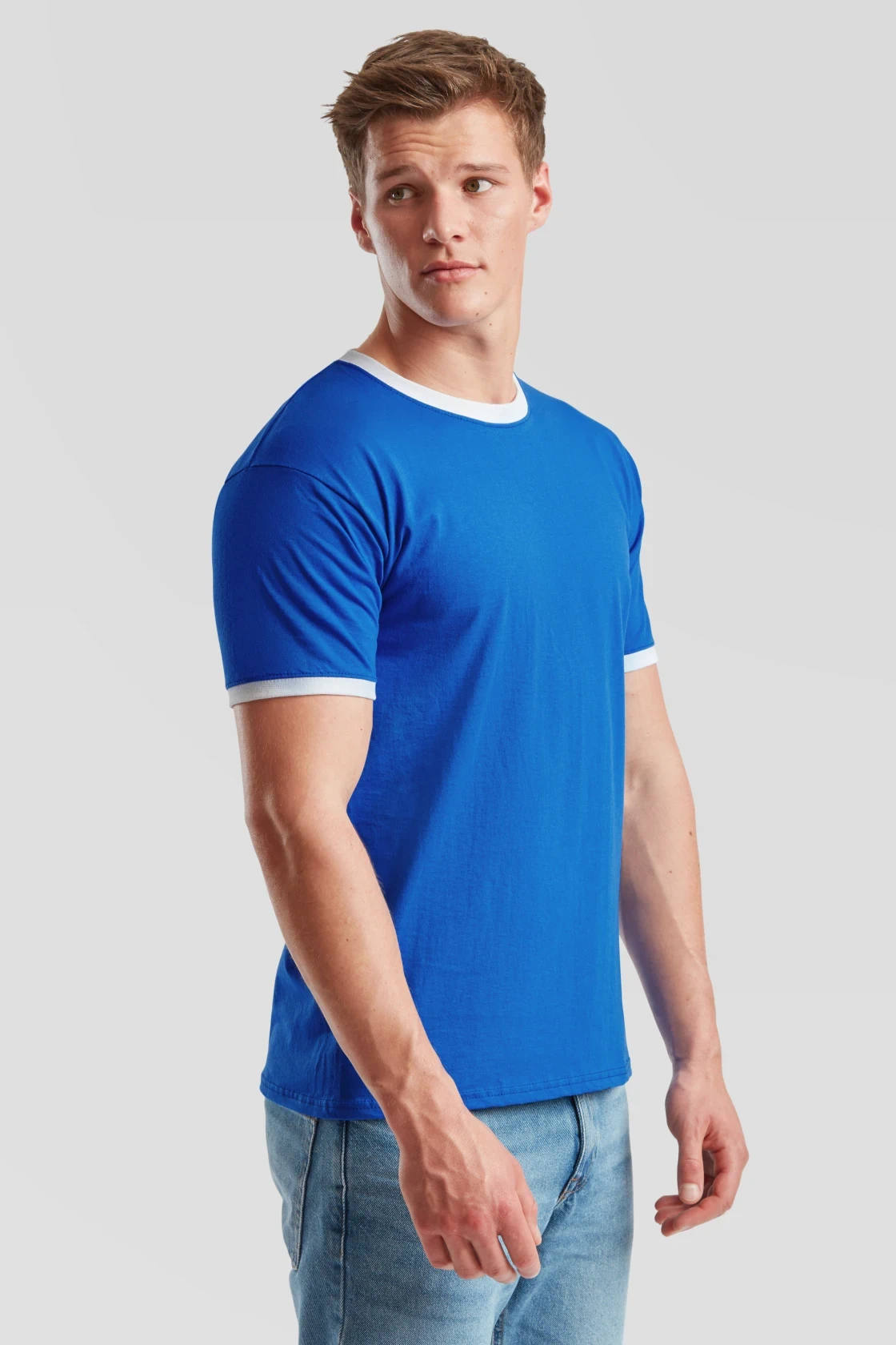 fruit-of-the-loom-61-168-0-valueweight-ringer-t-shirt-royalblue-white-model-1 F.O.L. Ringer Tee