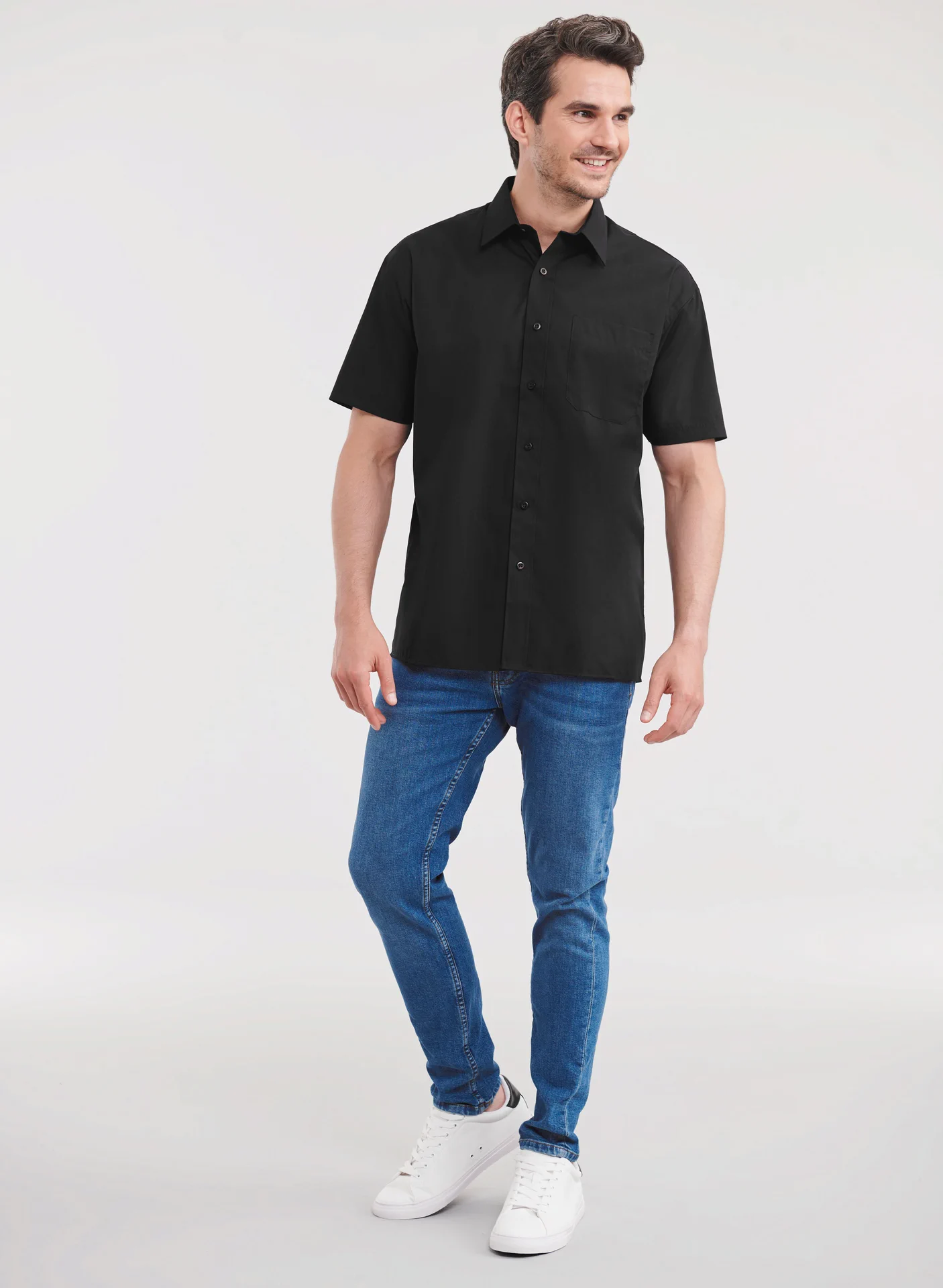 Russell Men's Short Sleeve Polycotton Easy Care Poplin Shirt