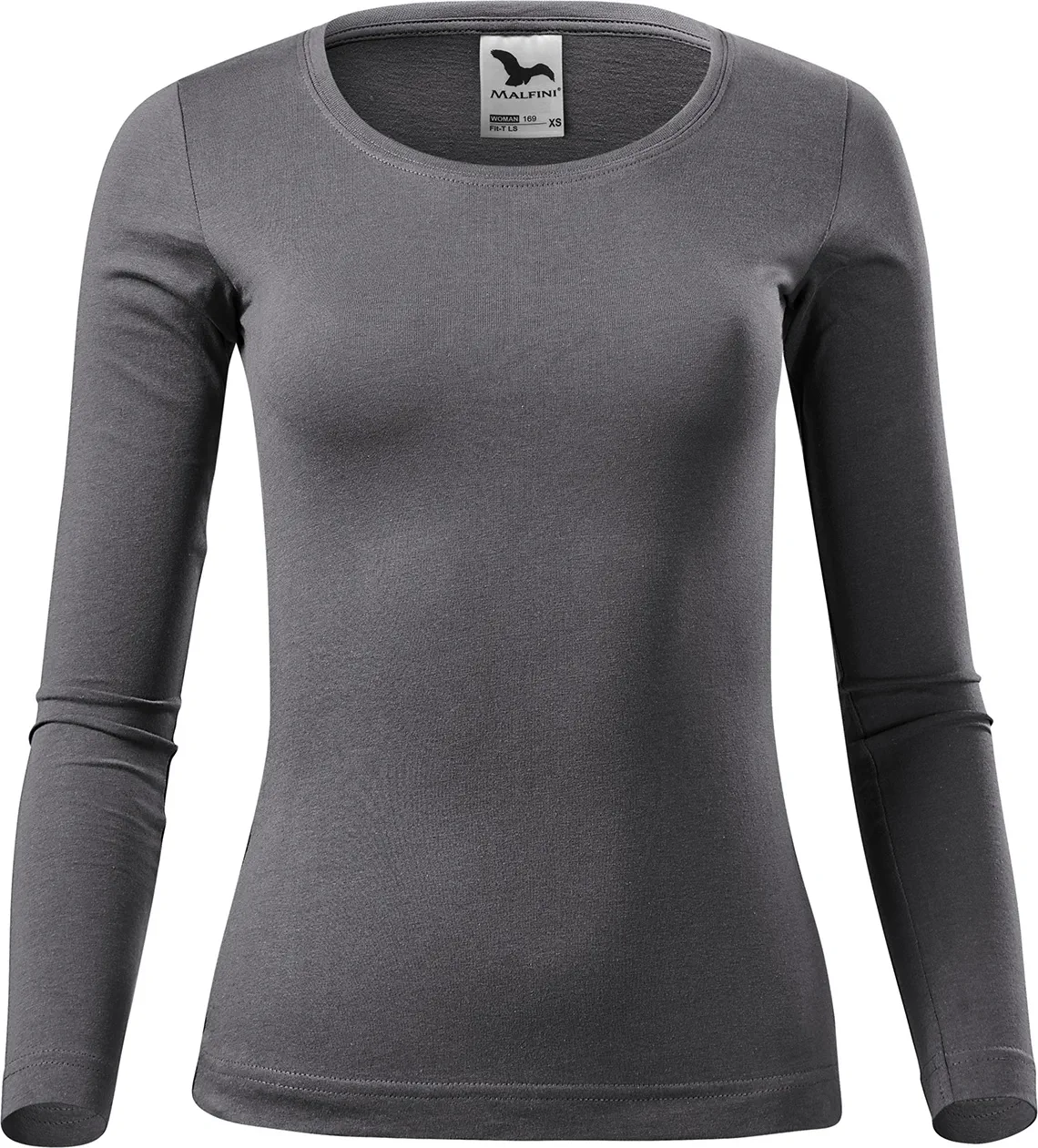 malfini-169-fit-t-ls-t-shirt-damen-stahlgrau-front-2 MALFINI T-Shirt Damen Fit-T LS 169
