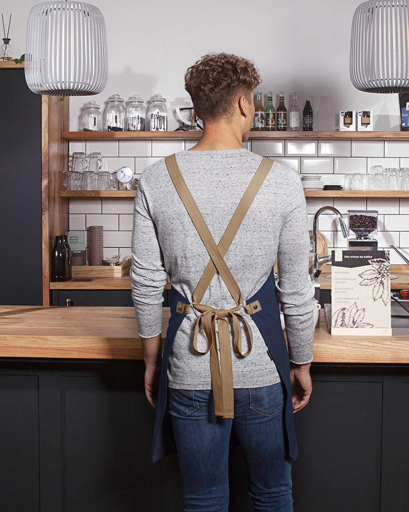 KARLOWSKY Latzschürze Urban-Look mit Kreuzbändern und Tasche