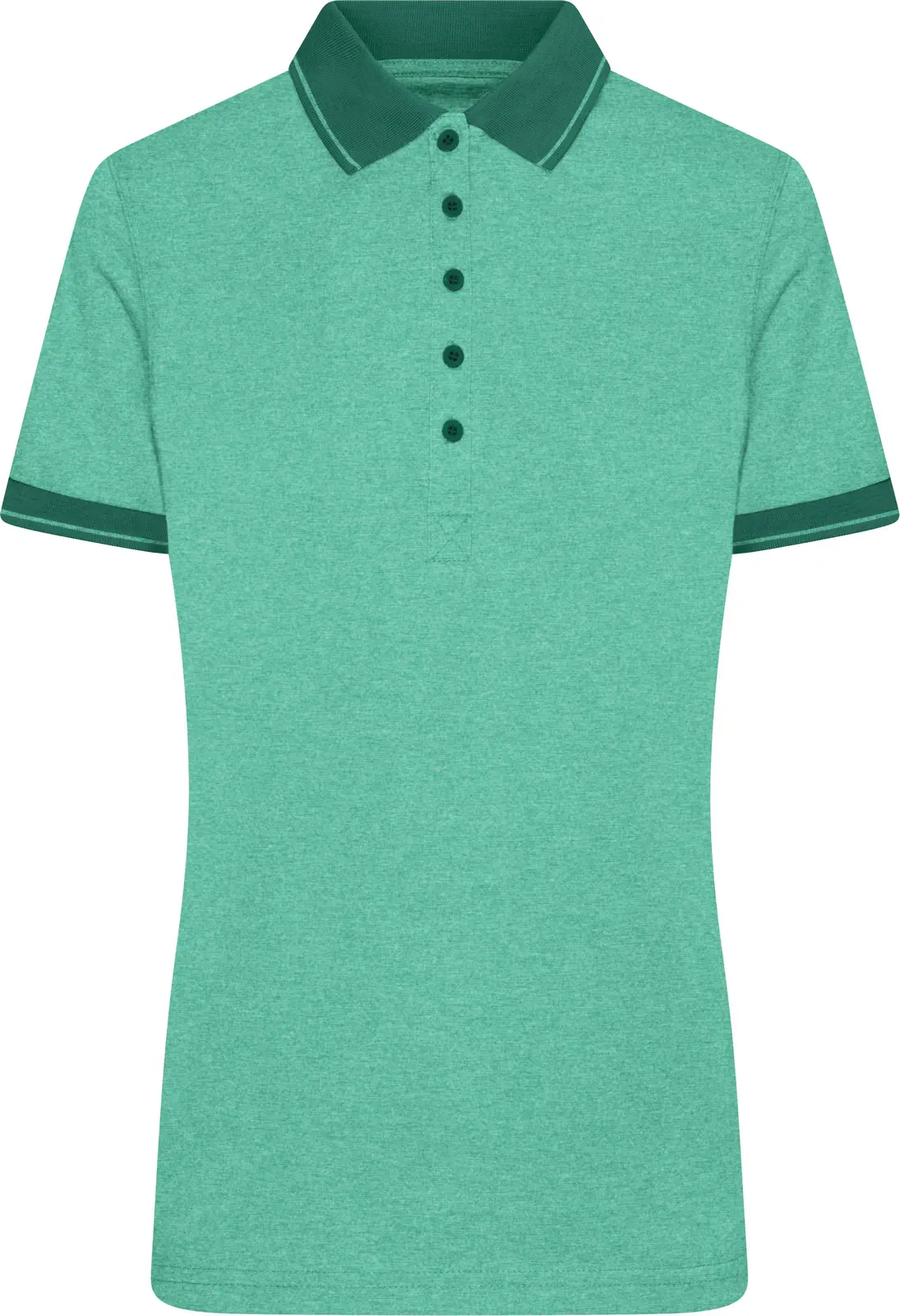 jn705-ladies-heather-poloshirt-greenmelange-darkgreen-front-3 James & Nicholson Ladies Heather Polo