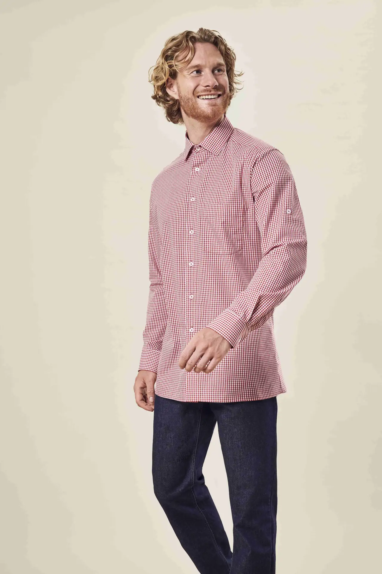 greiff-67213-herren-hemd-11-rf-basic_1170_rot-model-1 GREIFF Herren Hemd vichy karo BASIC Regular Fit
