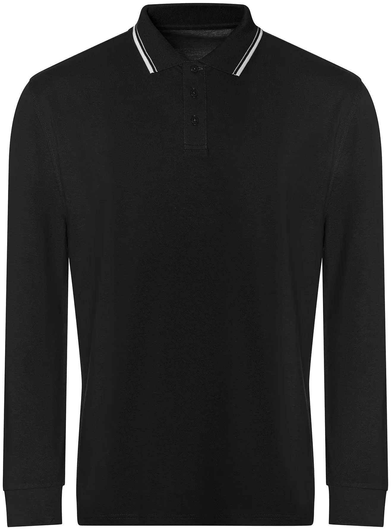 justpolos-jp103-long-sleeve-tipped-100-poloshirt-deepblack-white-front-1 Just Polos Long Sleeve Tipped 100 Polo