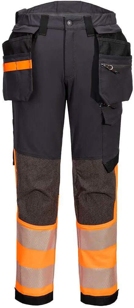 PORTWEST EV442 Warnschutz Stretch Bundhose Klasse 1 mit abnehmbaren Holstertaschen