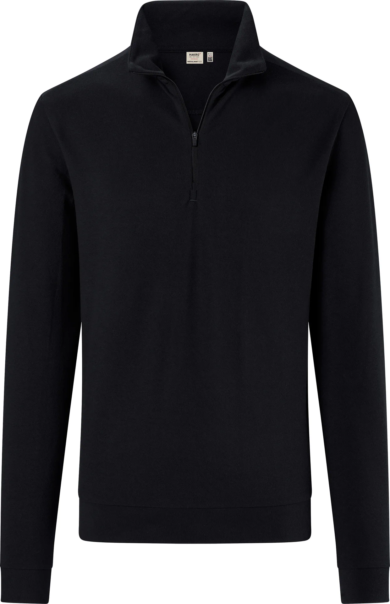hakro-535-zip-longsleeve-pique-mikralinar-eco-schwarz-front-1 HAKRO Zip-Longsleeve 535 Piqué MIKRALINAR® ECO