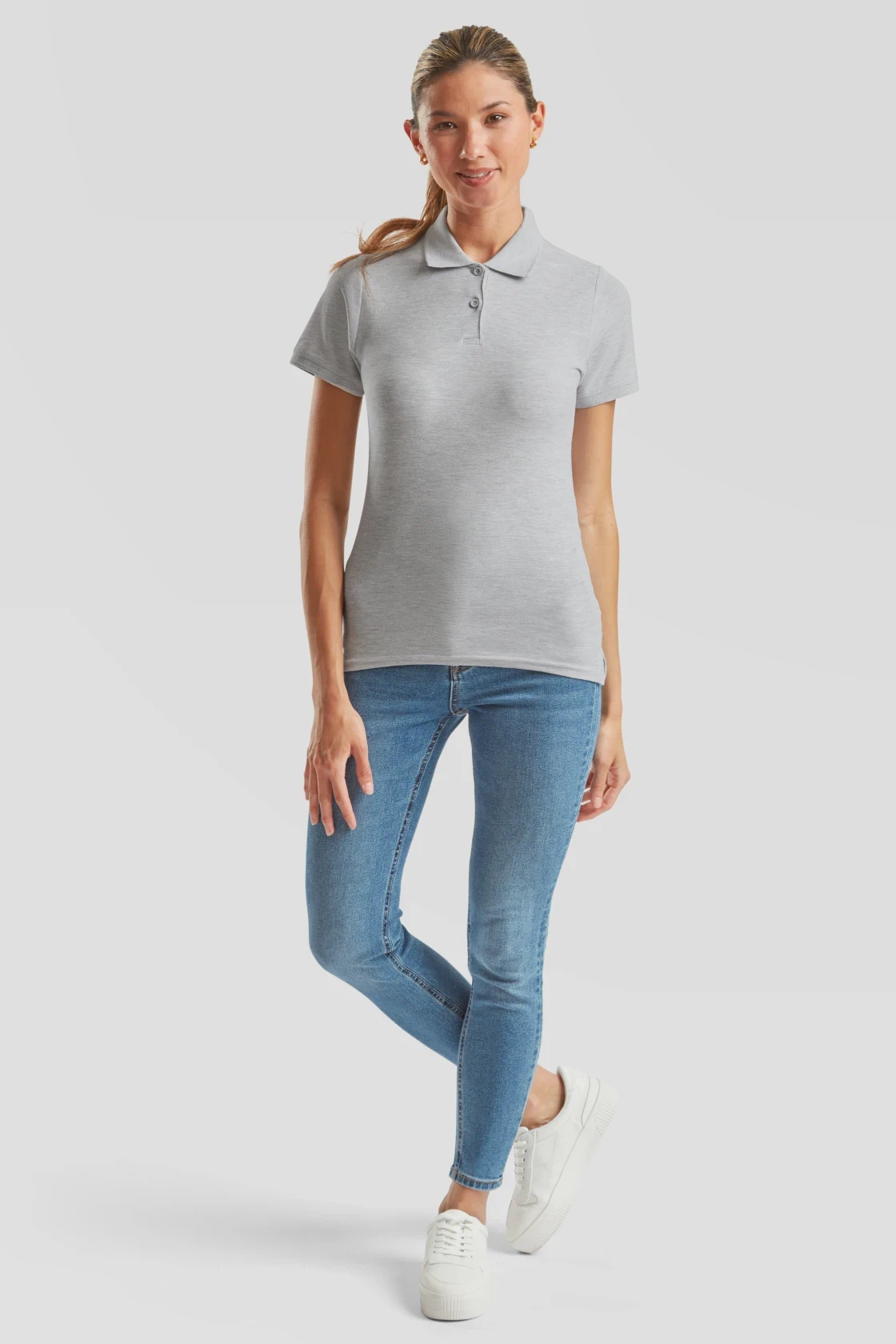 fruit-of-the-loom-63-030-0-ladies-premium-poloshirt-athleticheather-model-3 F.O.L. Lady-Fit Premium Polo