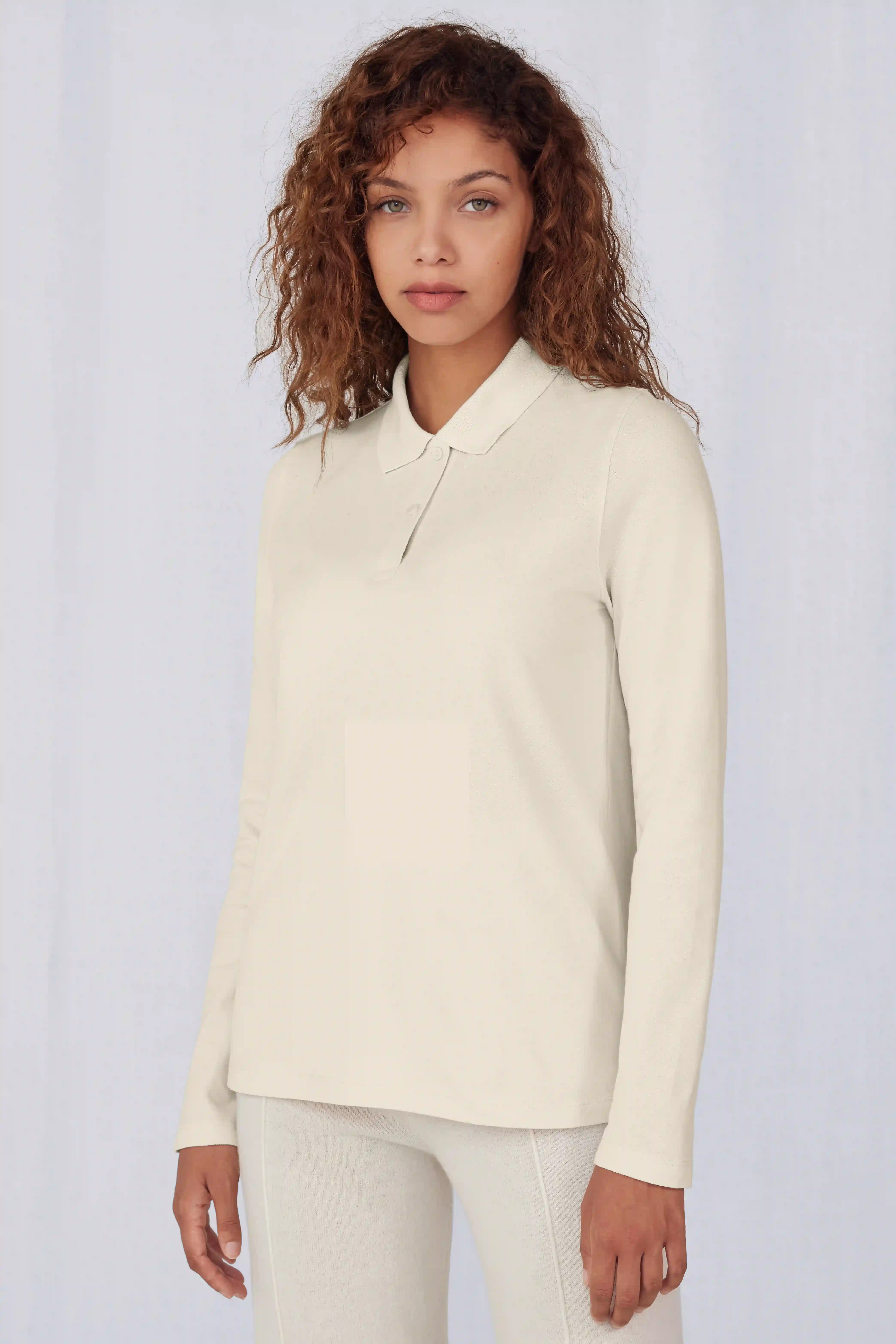 bc-pw462-my-polo-180-longsleeve-women-off-white-model-1 B&C My Polo 180 Long Sleeve Women