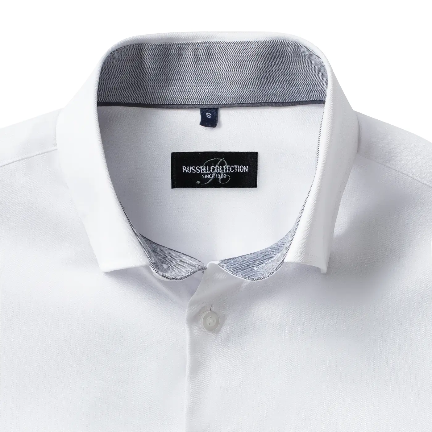Russell Men's Long Sleeve Tailored Contrast Herringbone Shirt