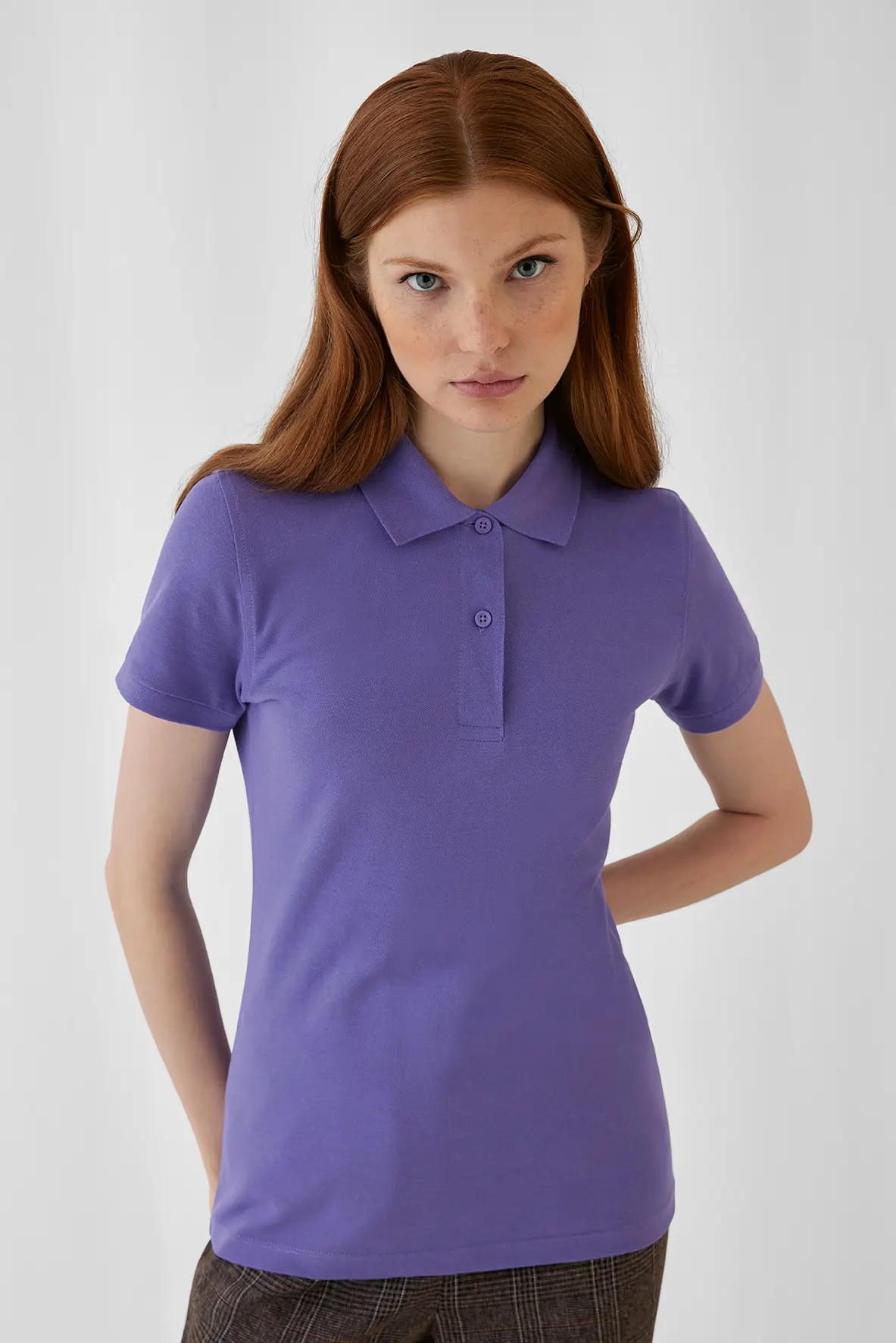 bc-pw440-organic-inspire-polo-women-millenial-lilac-model-1 B&C Inspire Polo Women