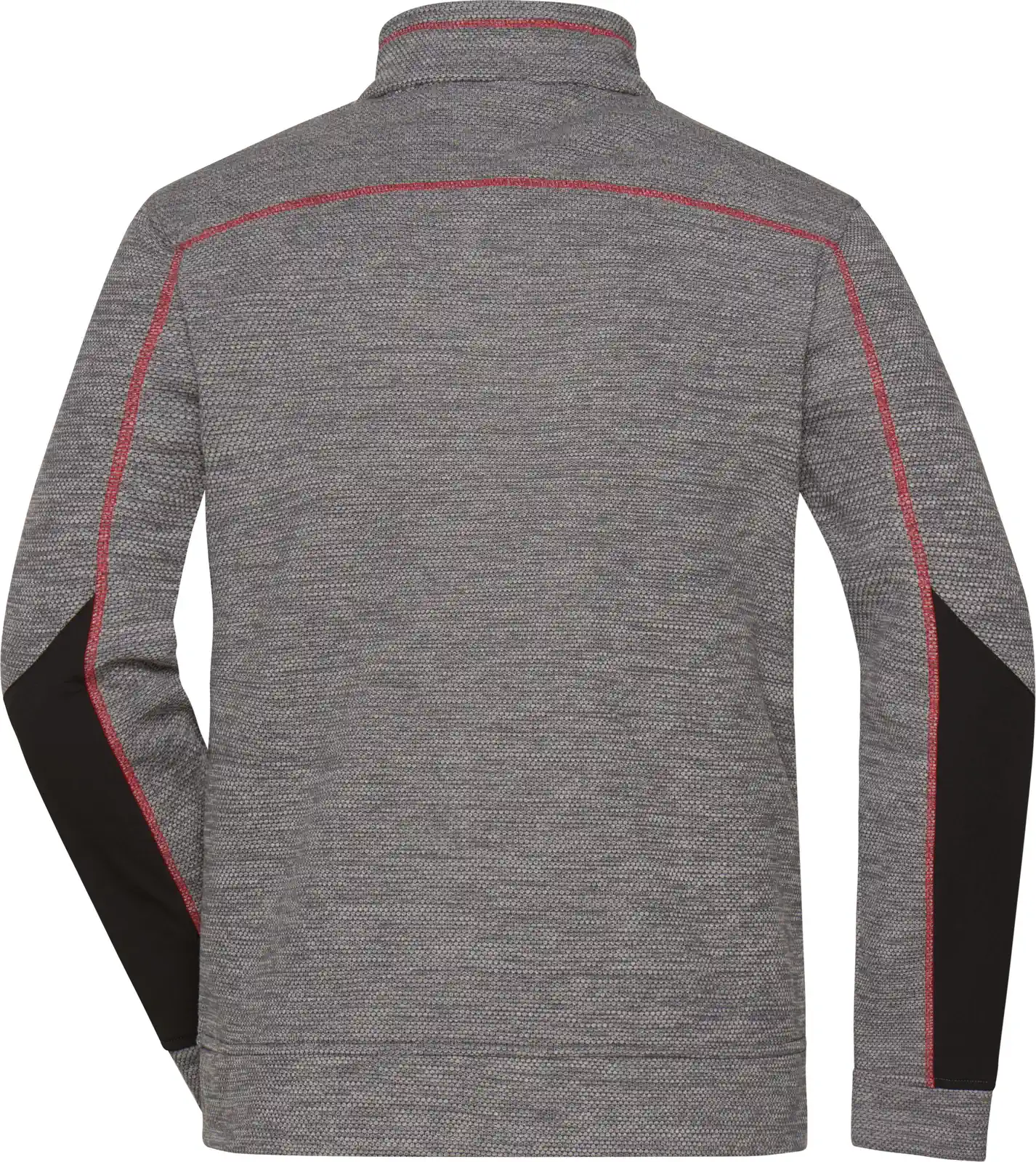 jn1818-mens-structure-fleece-jacket-carbonmelange-black-red-back-5 James & Nicholson Men's Structure Fleece Jacket JN1818