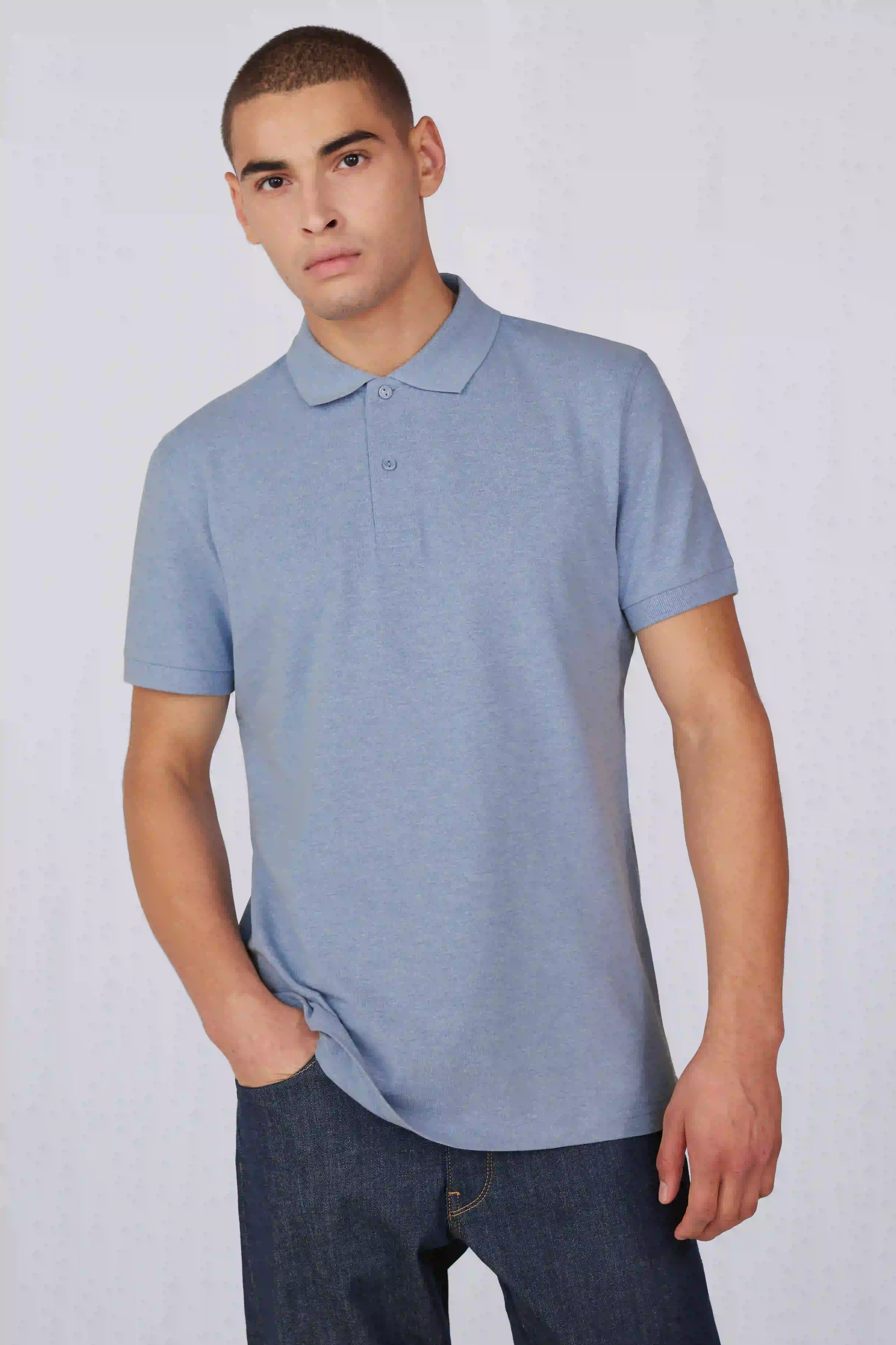 bc-pu426-my-polo-210-heather-blue-model-2 B&C My Polo 210