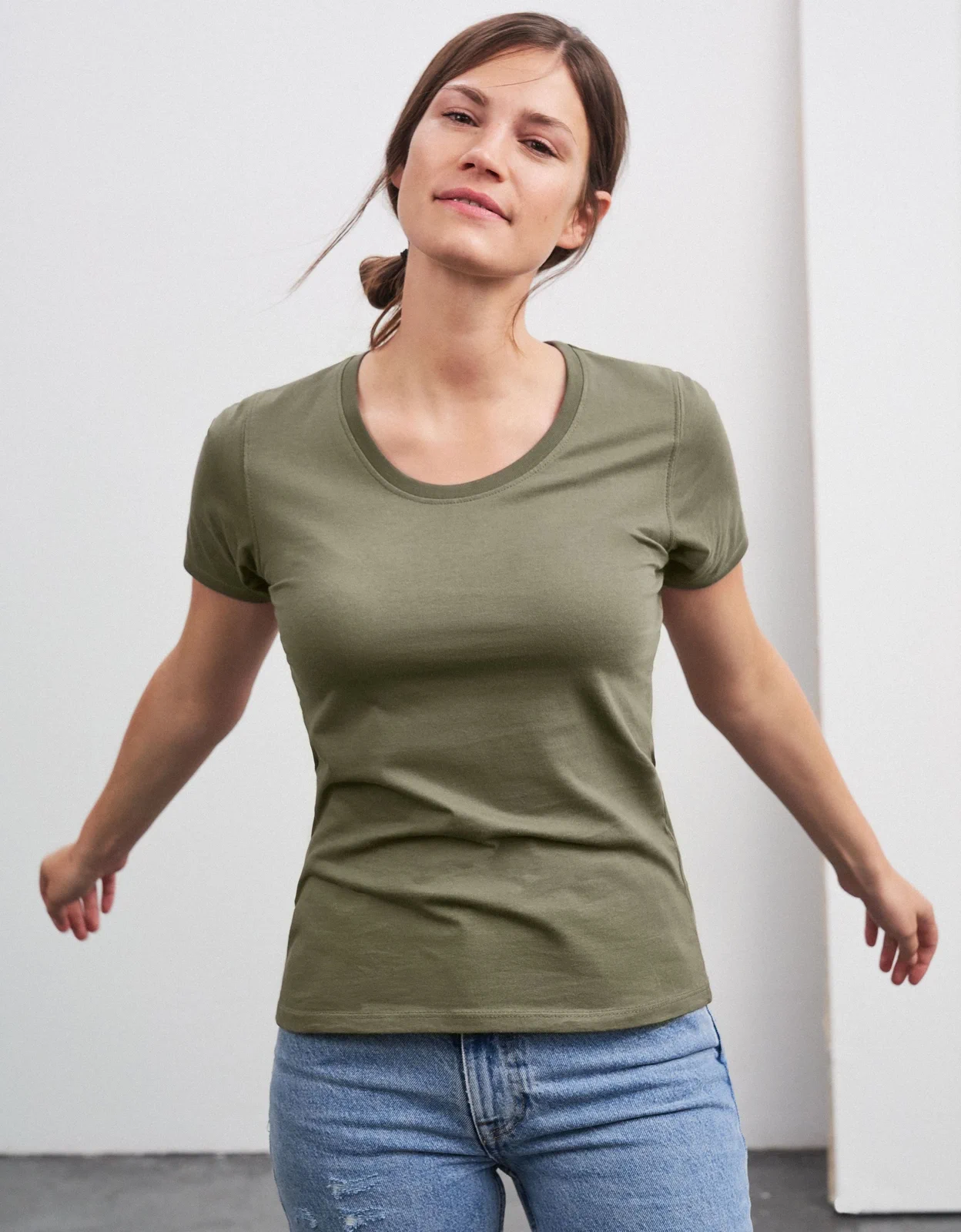 jn901-ladies-basic-t-shirt-model-0 James & Nicholson Ladies Basic-T