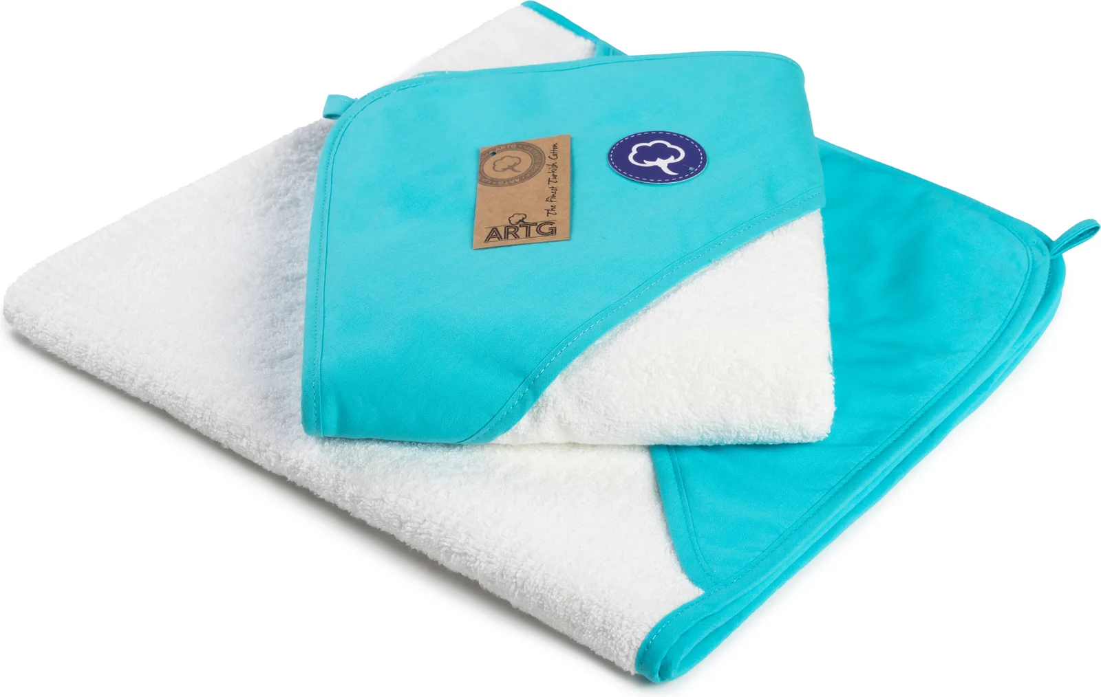 artg-ar731-print-me-baby-hooded-towel-white-aquablue-front-1 ARTG PRINT-Me® Baby Hooded Towel
