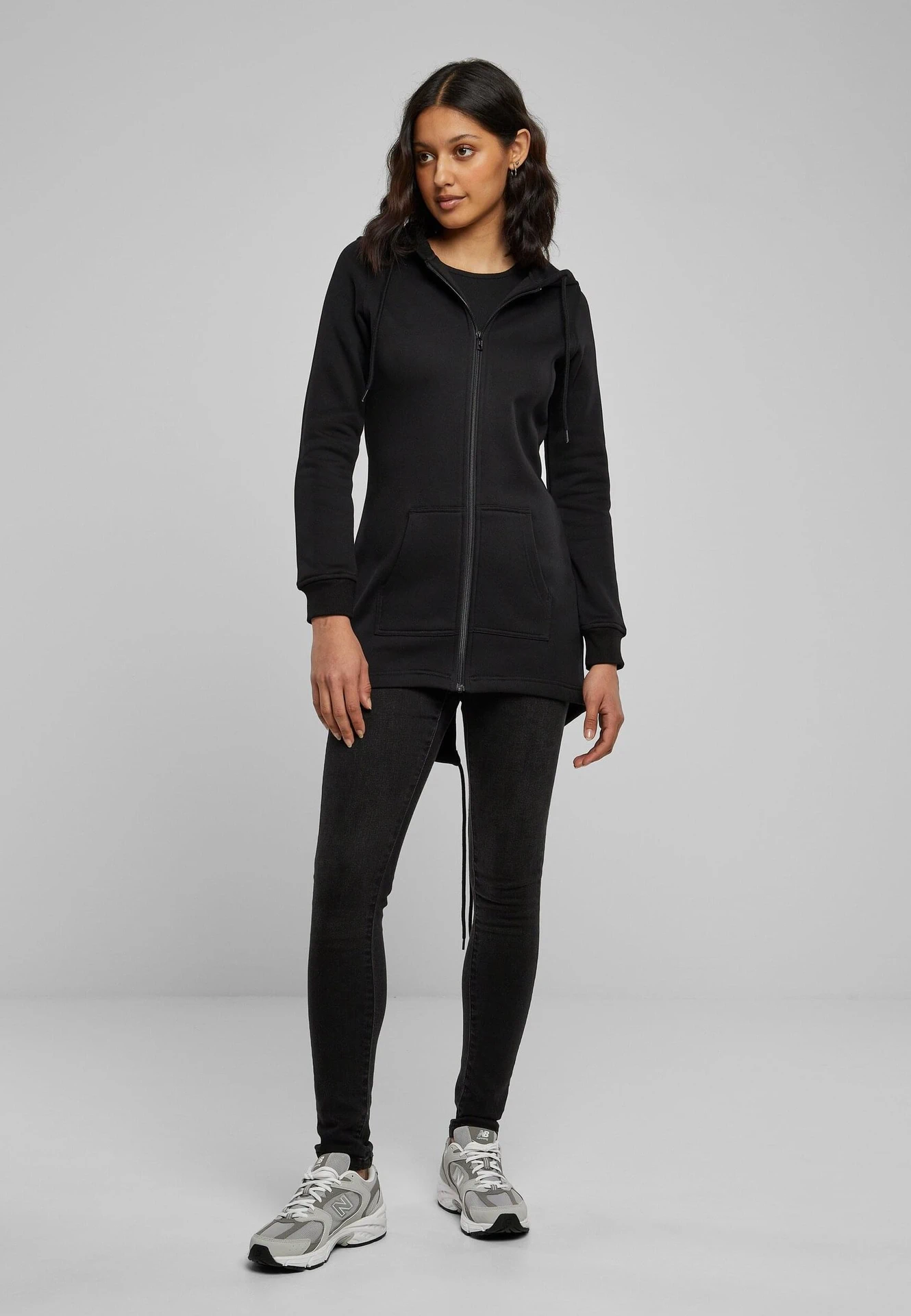 BYB-BY148-ladies-sweat-parka-black-model-3 Build Your Brand Ladies Sweat Parka