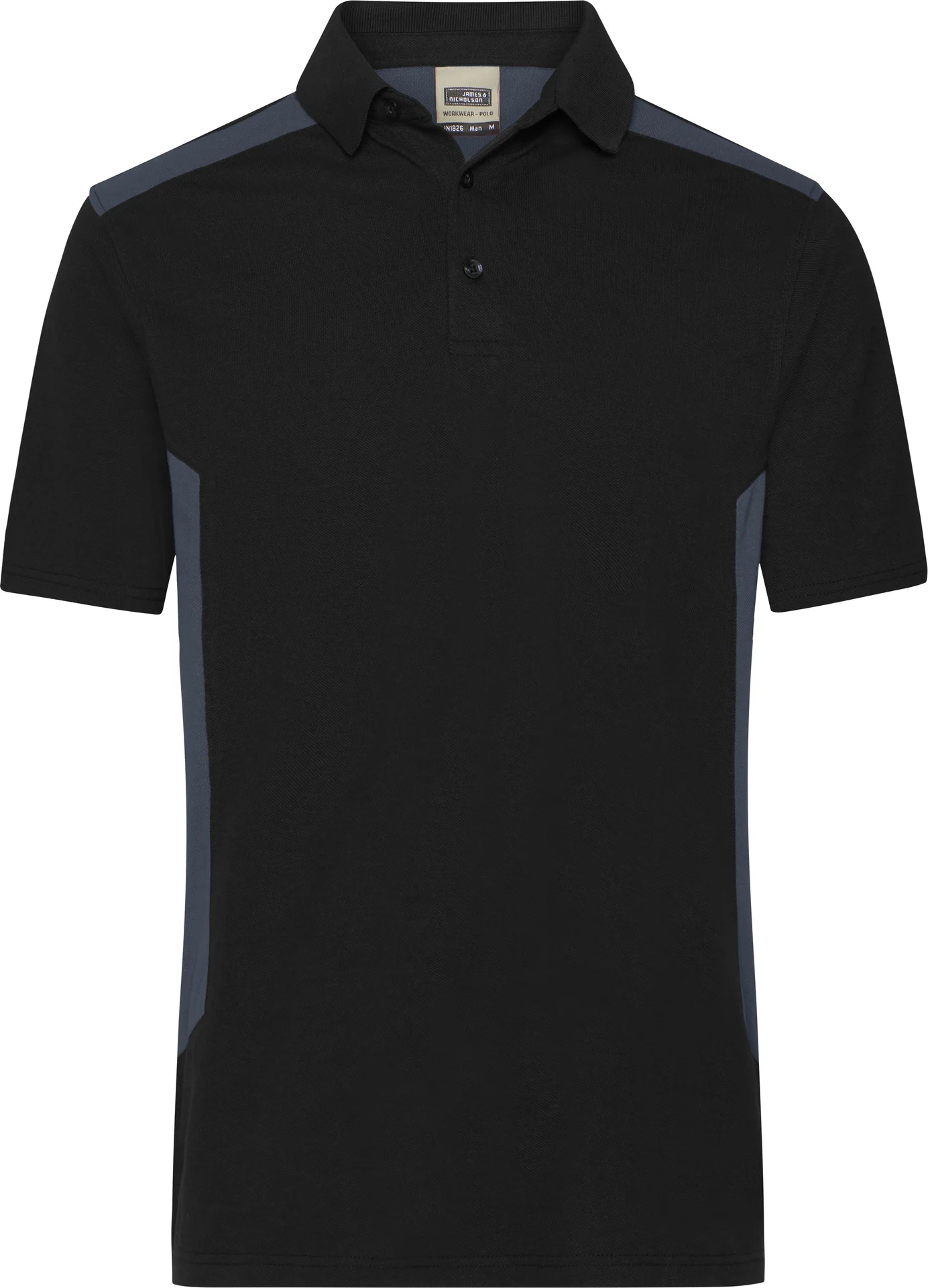 jn1826-mens-workwear-poloshirt-black-carbon-front-3 James & Nicholson Men's Workwear Polo Strong