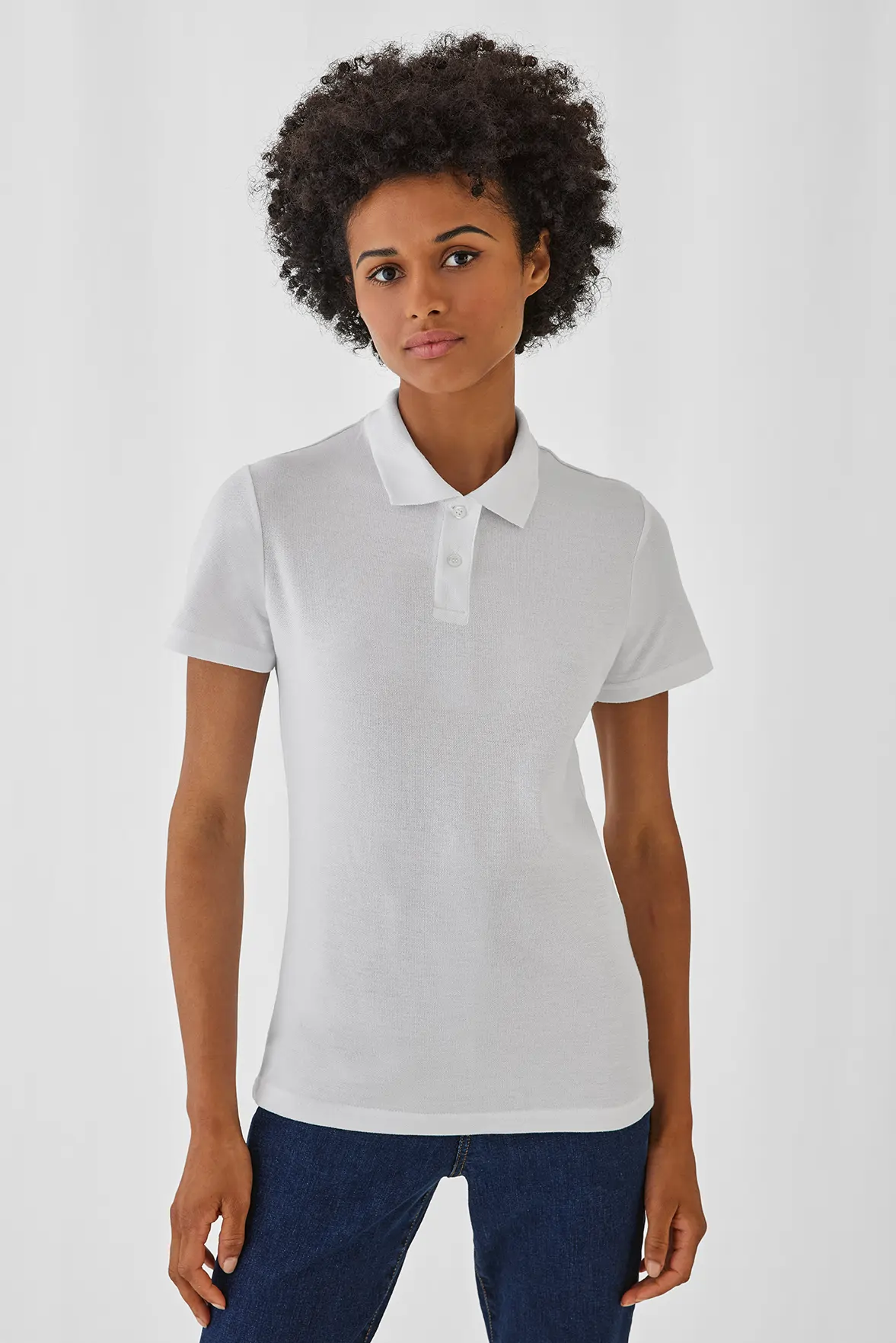 bc-pwi11-id001-women-poloshirt-white-model-1 B&C Poloshirt ID.001 Women