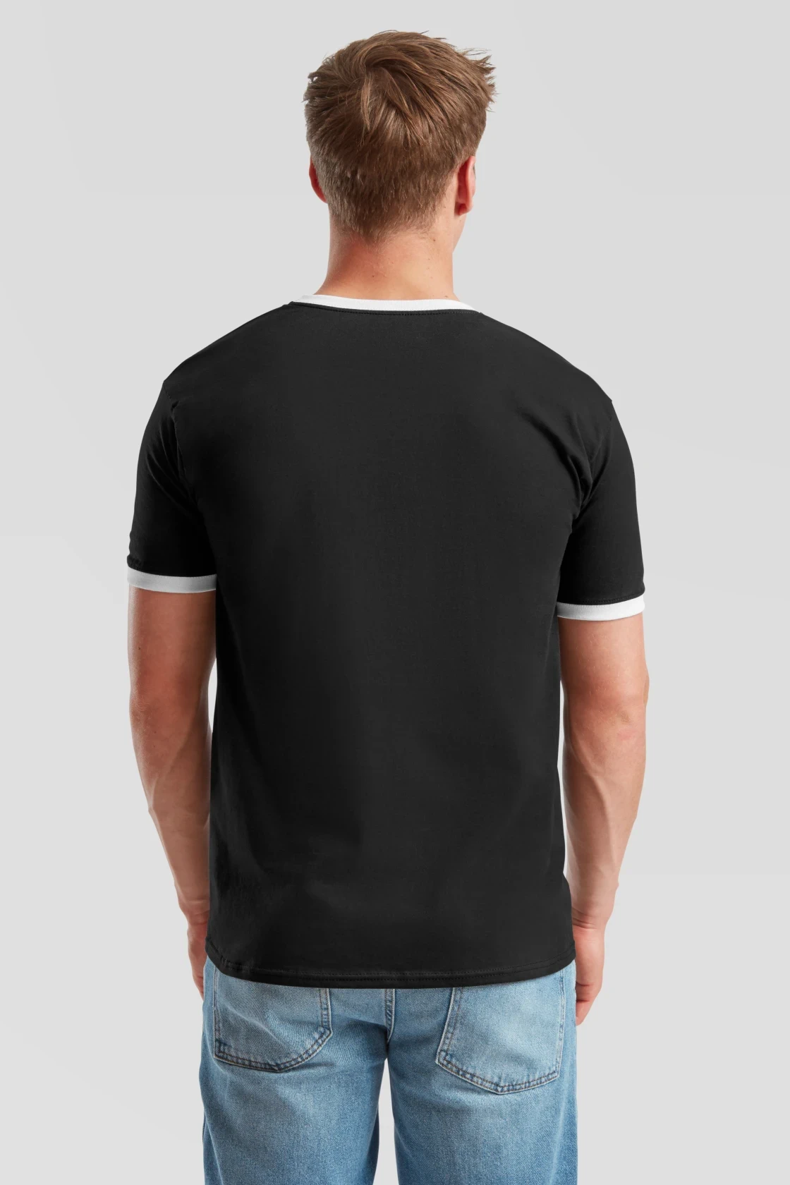 fruit-of-the-loom-61-168-0-valueweight-ringer-t-shirt-black-white-model-2 F.O.L. Ringer Tee
