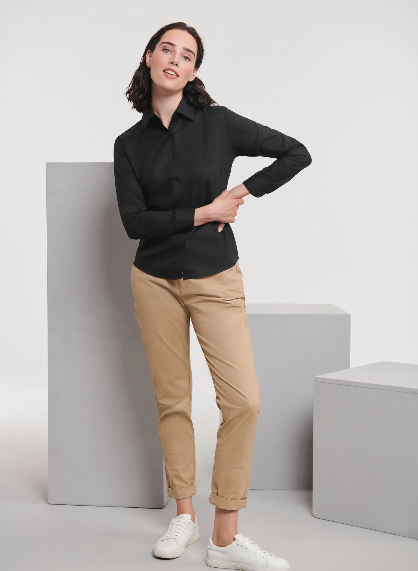 Russell Ladies Long Sleeve Easy Care Oxford Shirt