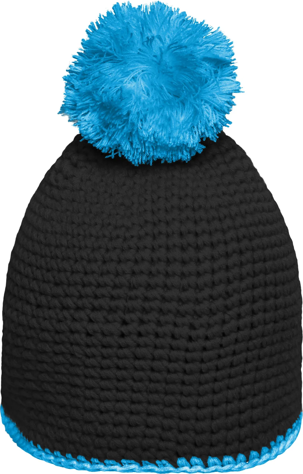 daiber-mb7964-pompon-hat-with-contrast-stripe-black-turquoise-back-5 myrtle beach Pompon Hat with Contrast Stripe