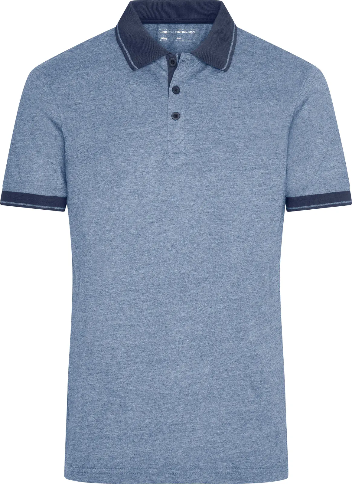 jn706-mens-heather-poloshirt-bluemelange-navy-front-3 James & Nicholson Mens Jersey Heather Polo