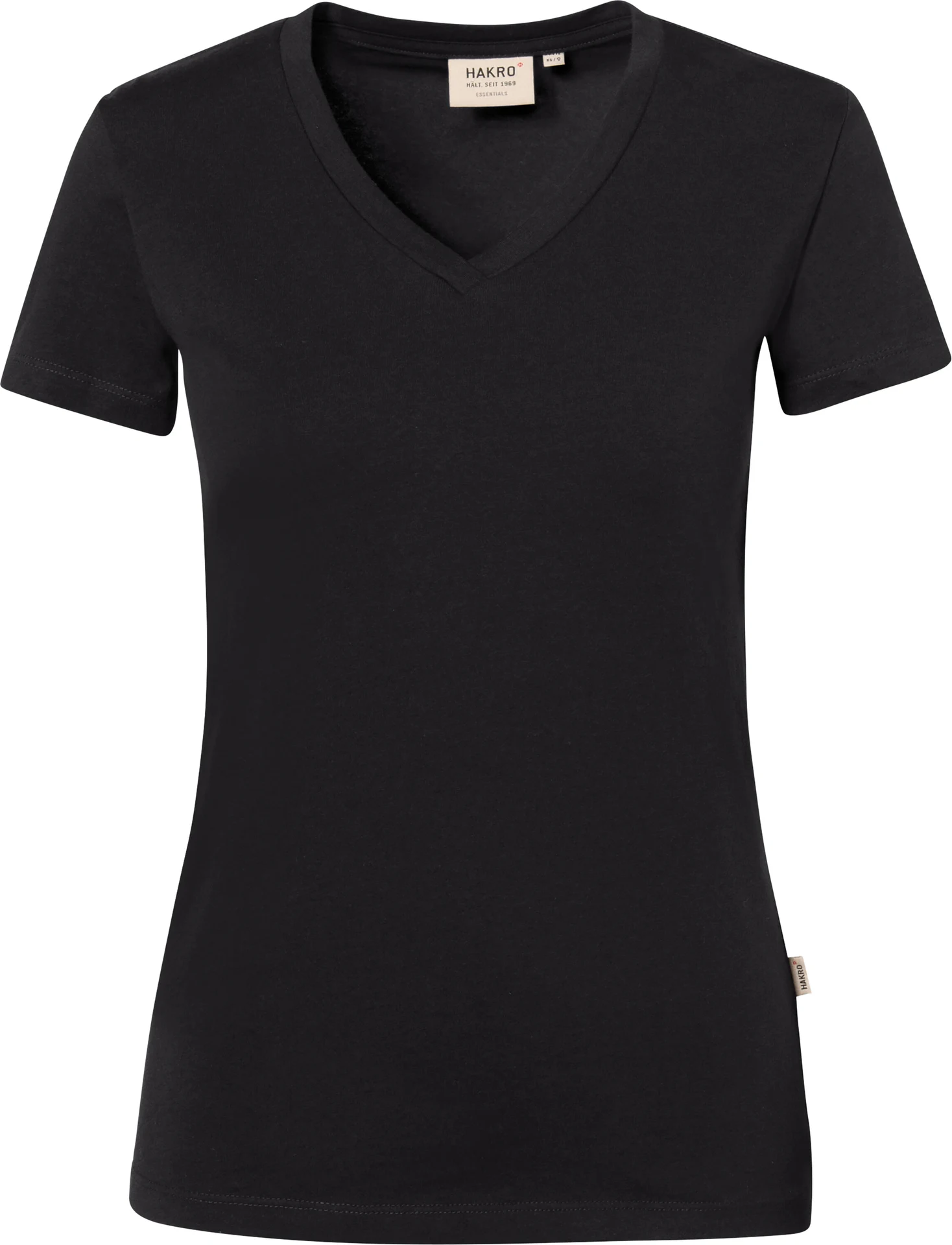 hakro-172-damen-v-shirt-stretch-schwarz-front-1 HAKRO Damen-V-Shirt 172 Stretch