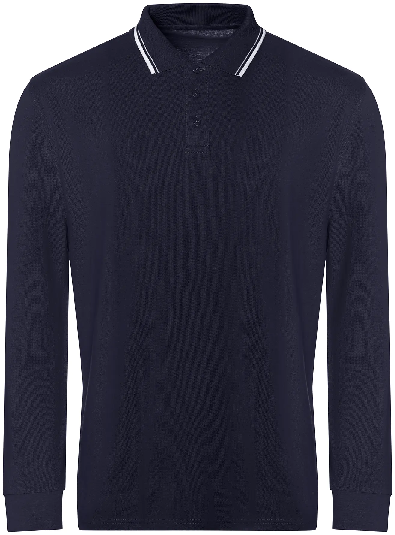 justpolos-jp103-long-sleeve-tipped-100-poloshirt-oxfordnavy-white-front-1 Just Polos Long Sleeve Tipped 100 Polo