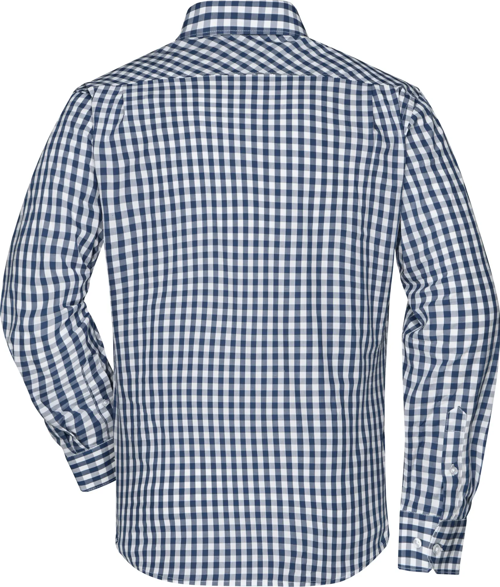 jn617-mens-checked-shirt-navy-white-back-5 James & Nicholson Men's Checked Shirt
