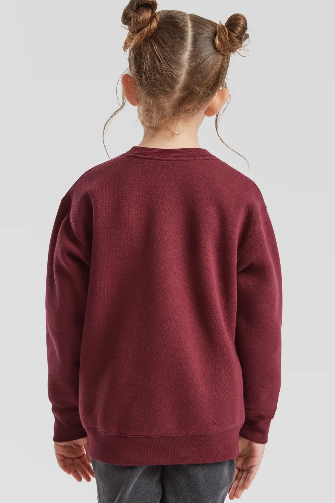fruit-of-the-loom-62-031-0-kids-premium-set-in-sweatshirt-burgundy-model-2 F.O.L. Premium Set-In Sweat Kids