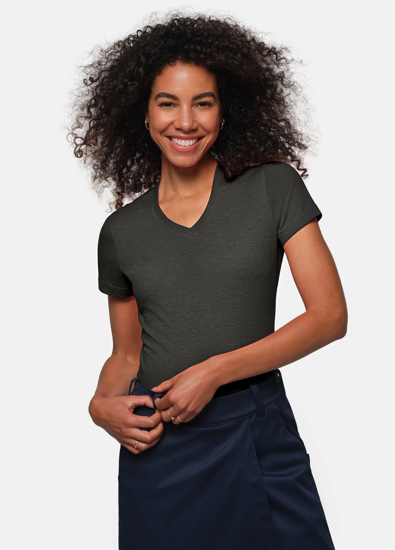 hakro-181-damen-v-shirt-mikralinar-anthrazitmeliert-model-0 HAKRO Women-T-Shirt 181 Mikralinar®