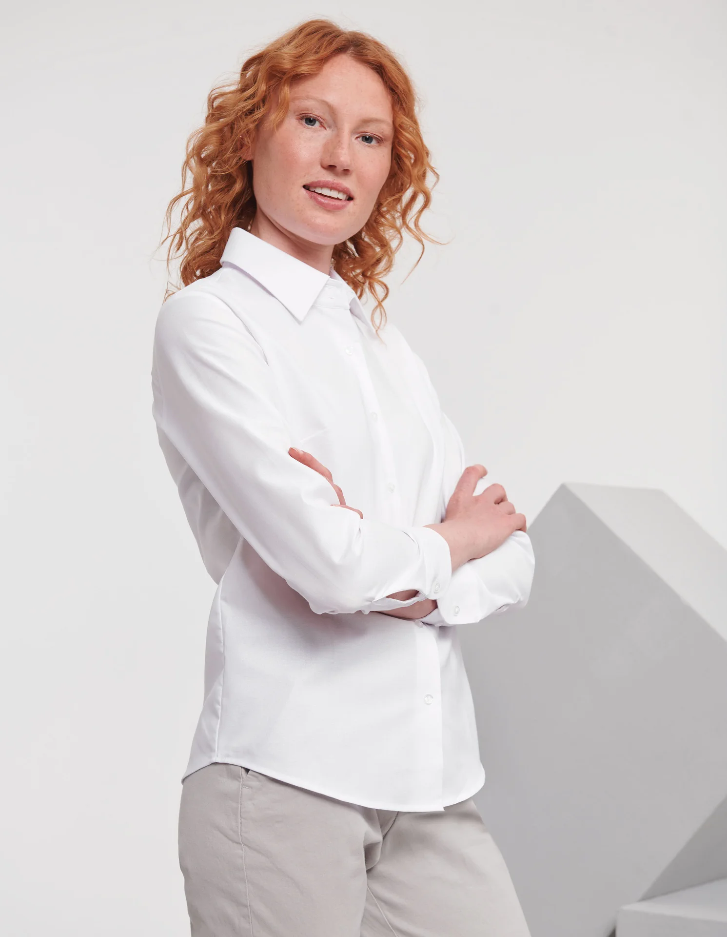 Russell Ladies Long Sleeve Easy Care Oxford Shirt