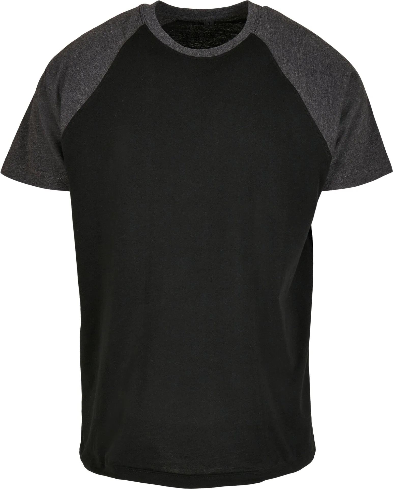 BYB-BY007-raglan-contrast-t-shirt-black-charcoalmelange-front-4 Build Your Brand Raglan Contrast Tee