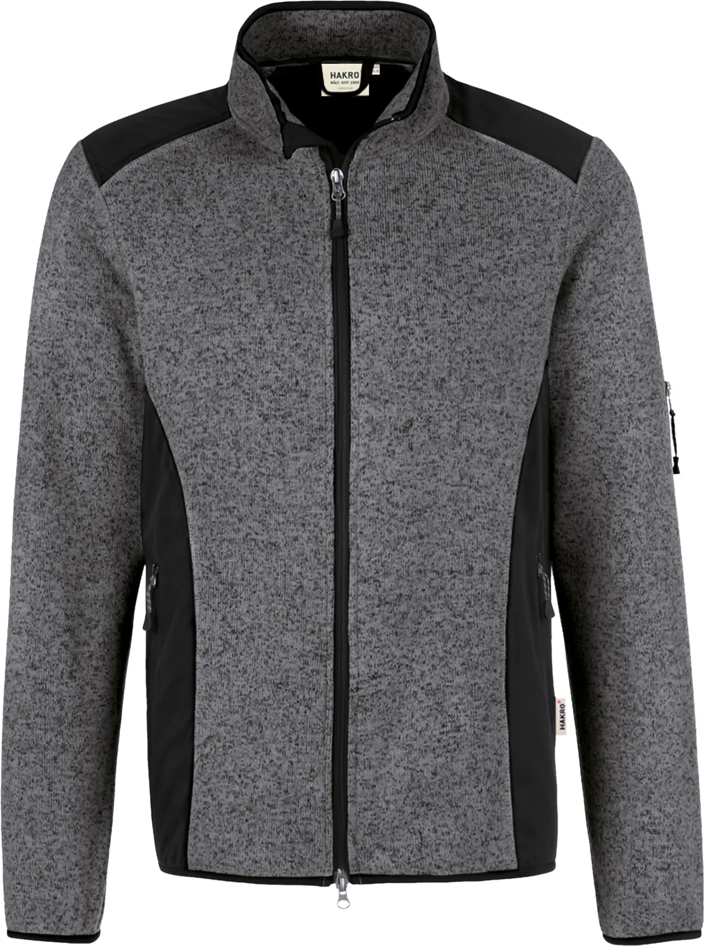 hakro-836-strickfleecejacke-anthrazitmeliert-front-1 HAKRO Strickfleece-Jacke 836 Dawson