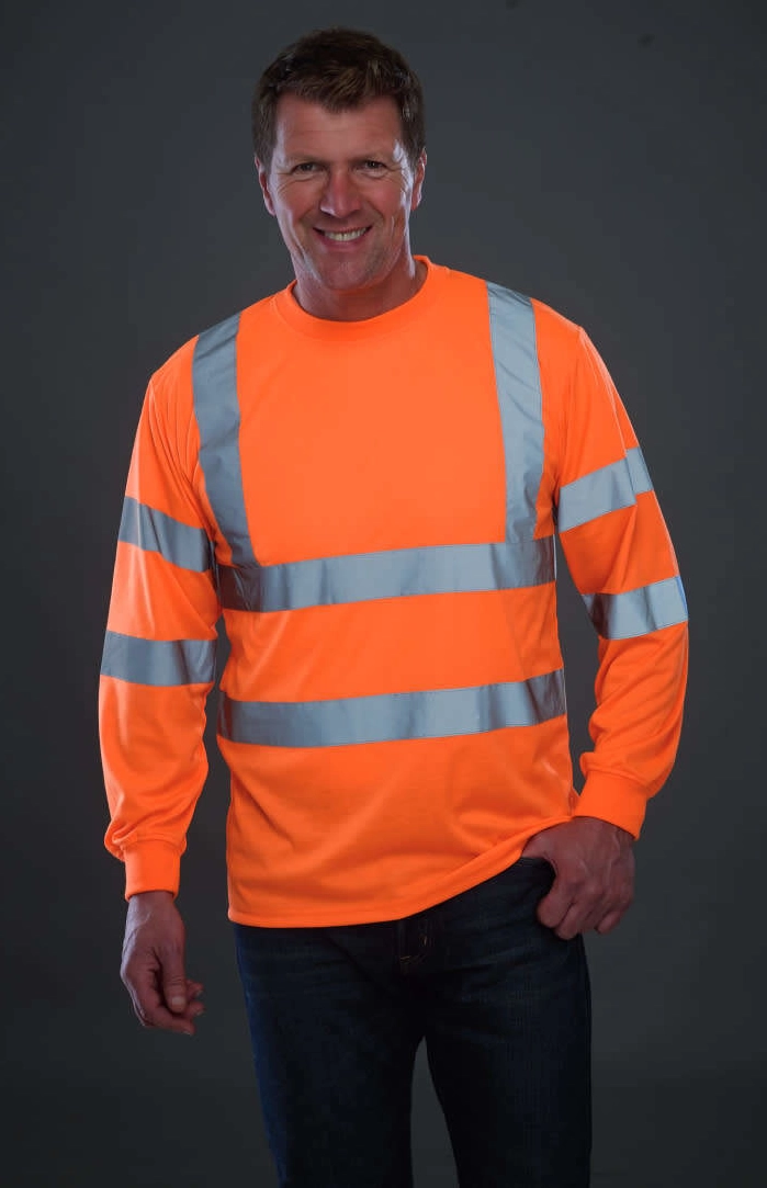 yoko-hvj420-hi-vis-long-sleeve-shirt-hi-vis-orange-model-1 YOKO Hi Vis Long Sleeve T-Shirt