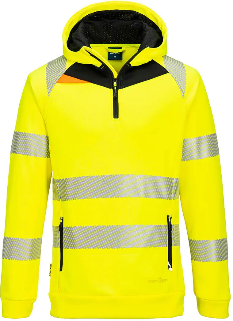 PORTWEST DX482 Warnschutz Kapuzenpullover mit 1/4 Reißverschluss