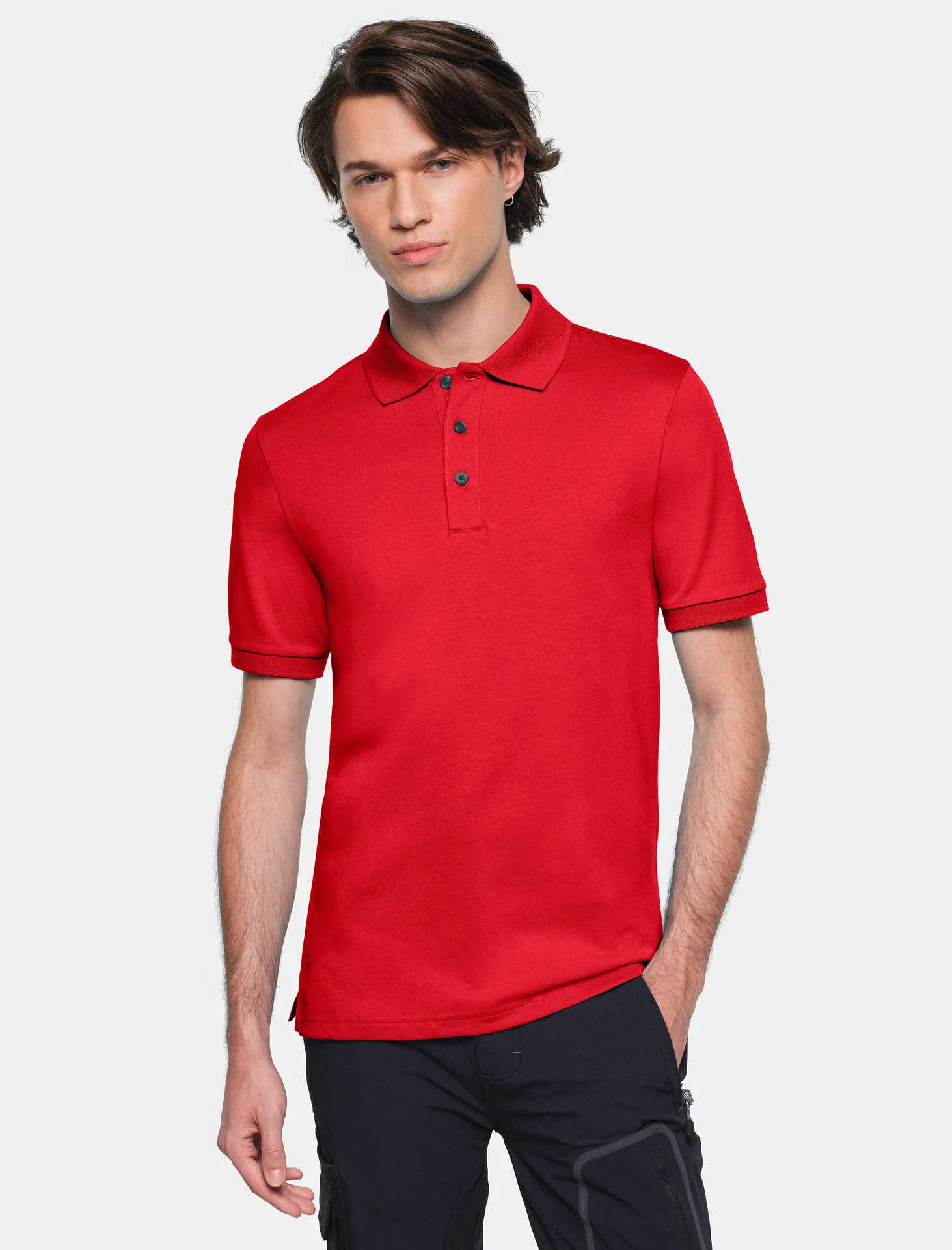 hakro-814-cotton-tec-poloshirt-rot-model-0 HAKRO Poloshirt 814 Cotton-Tec