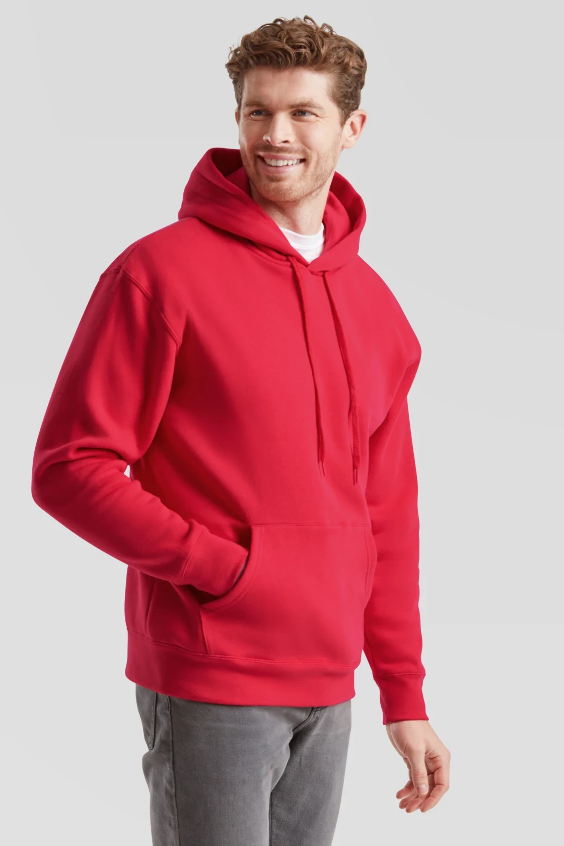 fruit-of-the-loom-62-152-0-premium-hooded-sweatshirt-red-model-1 F.O.L. Premium Hooded Sweat