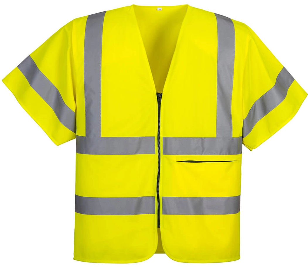 PORTWEST C372 Warnschutz Weste mit Schulterreflexband und Reißverschluss kurzarm PORTWEST C372 Warnschutz Weste mit Schulterreflexband und Reißverschluss kurzarm