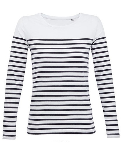 SOL'S Women's Long Sleeve Striped T-Shirt Matelot SOL'S Women's Long Sleeve Striped T-Shirt Matelot