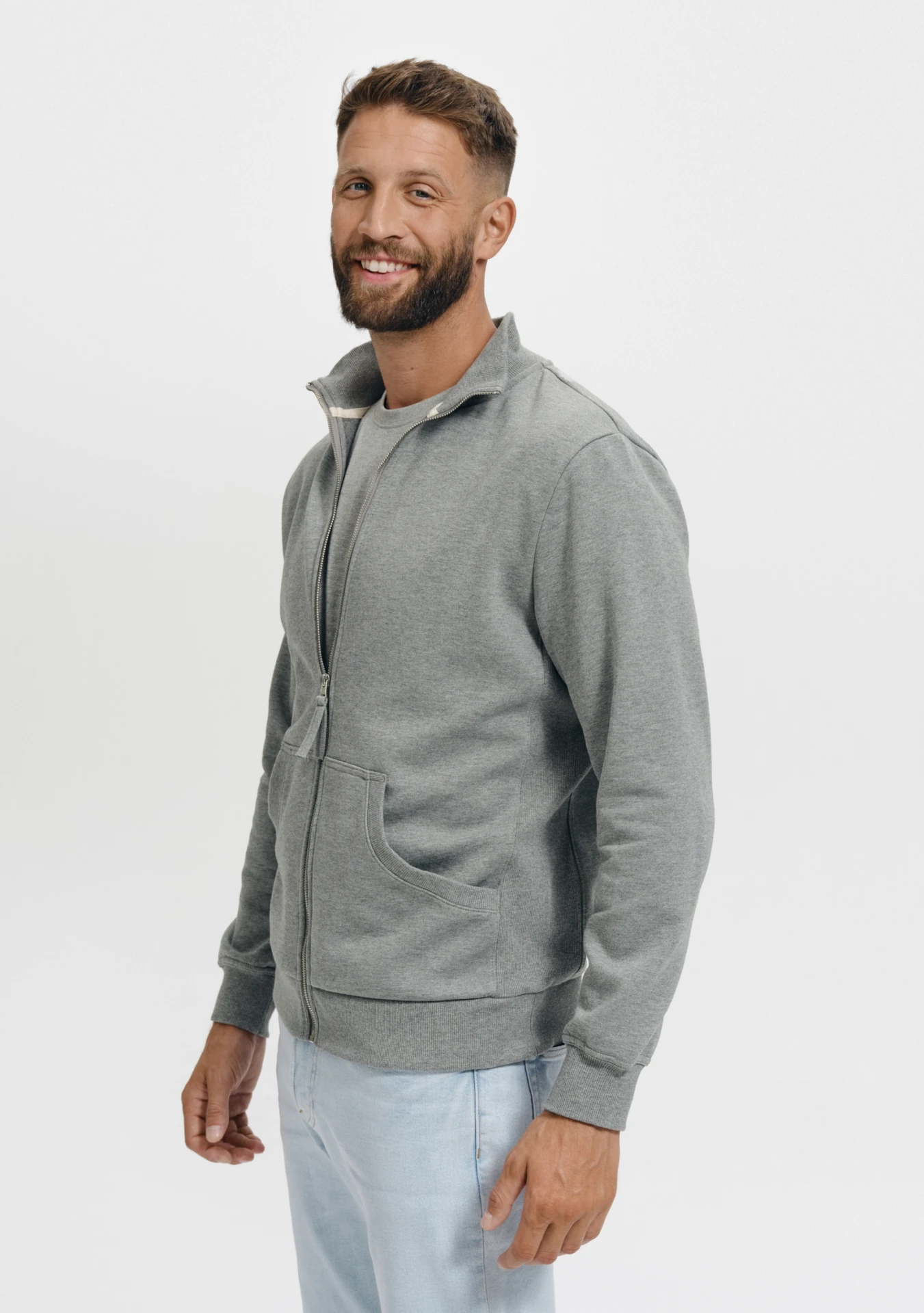 malfini-407-adventure-sweatshirt-herren-dunkelgrau-meliert-model-1 MALFINI Sweatshirt Adventure 407