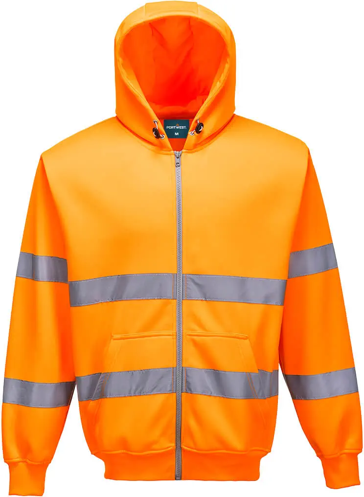 PORTWEST B305 Warnschutz-Kapuzensweatjacke mit Reißverschluss