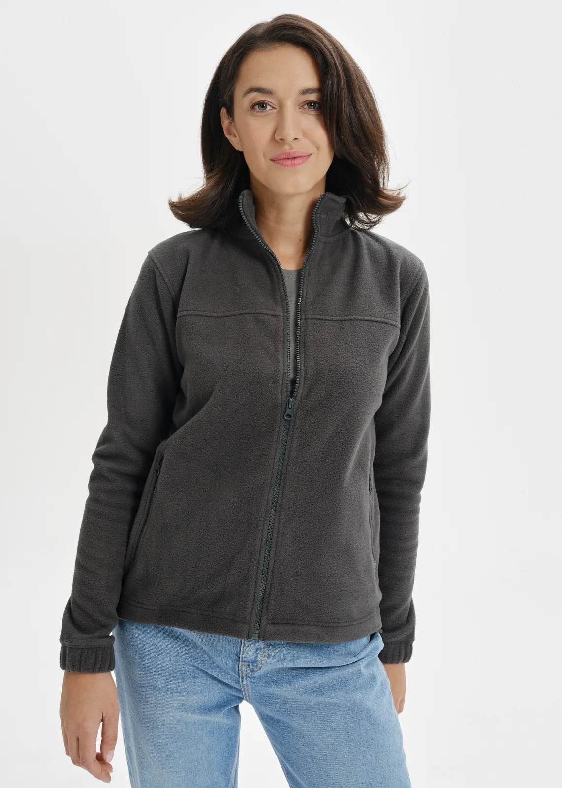 rimeck-504-fleece-damen-jacket-ebonygrau-model-0 RIMECK Fleecejacke Damen Jacket 504