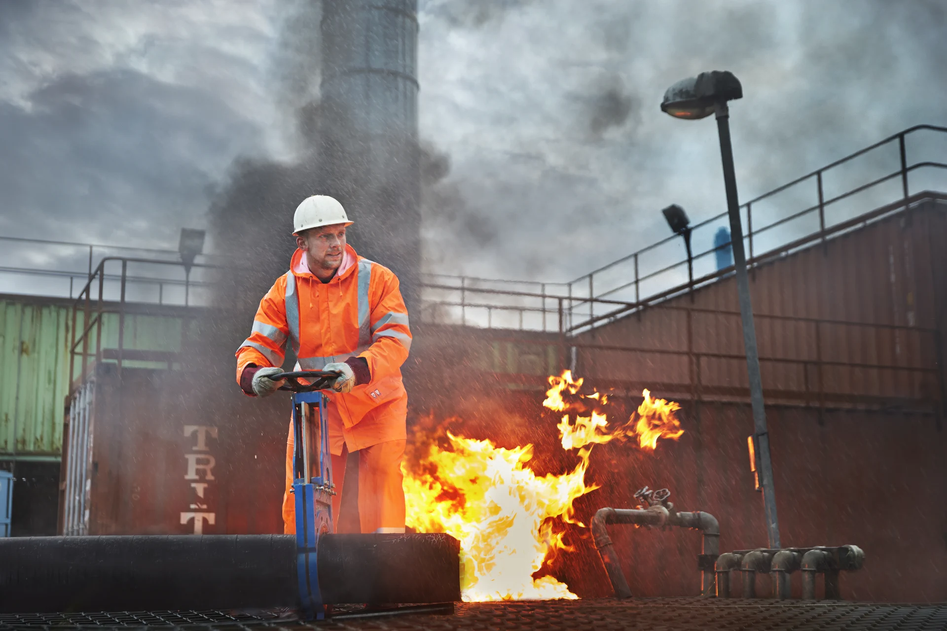 Lyngsøe FR-LR55 Flammhemmende Hi-Vis Regenjacke