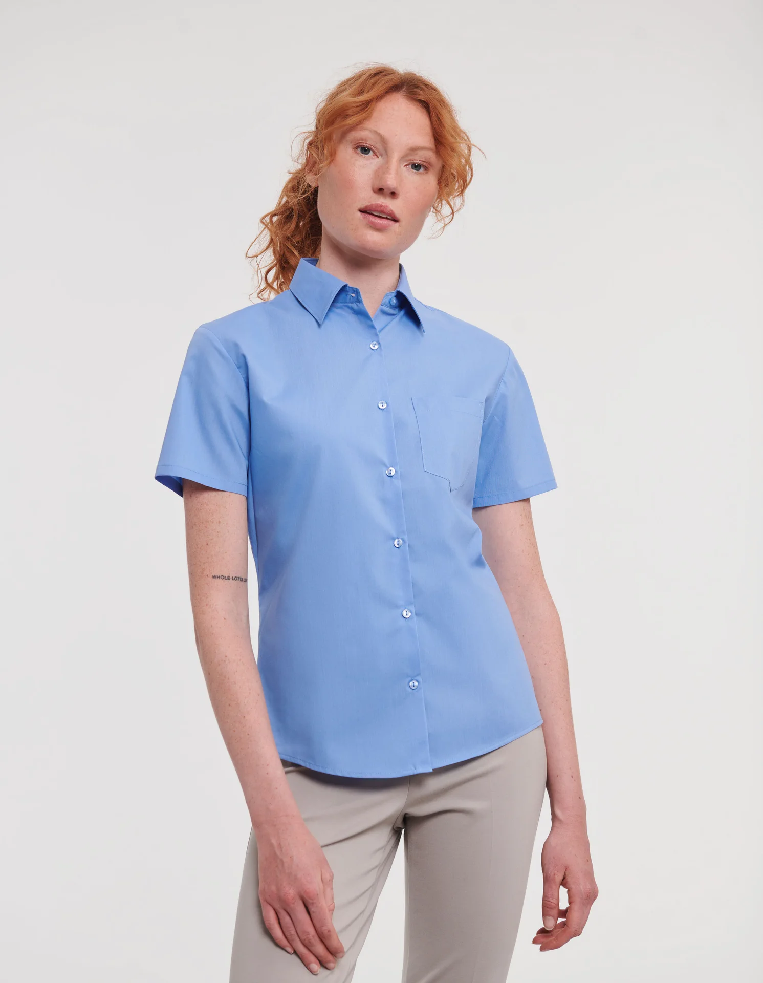 Russell Ladies Short Sleeve Polycotton Easy Care Poplin Shirt