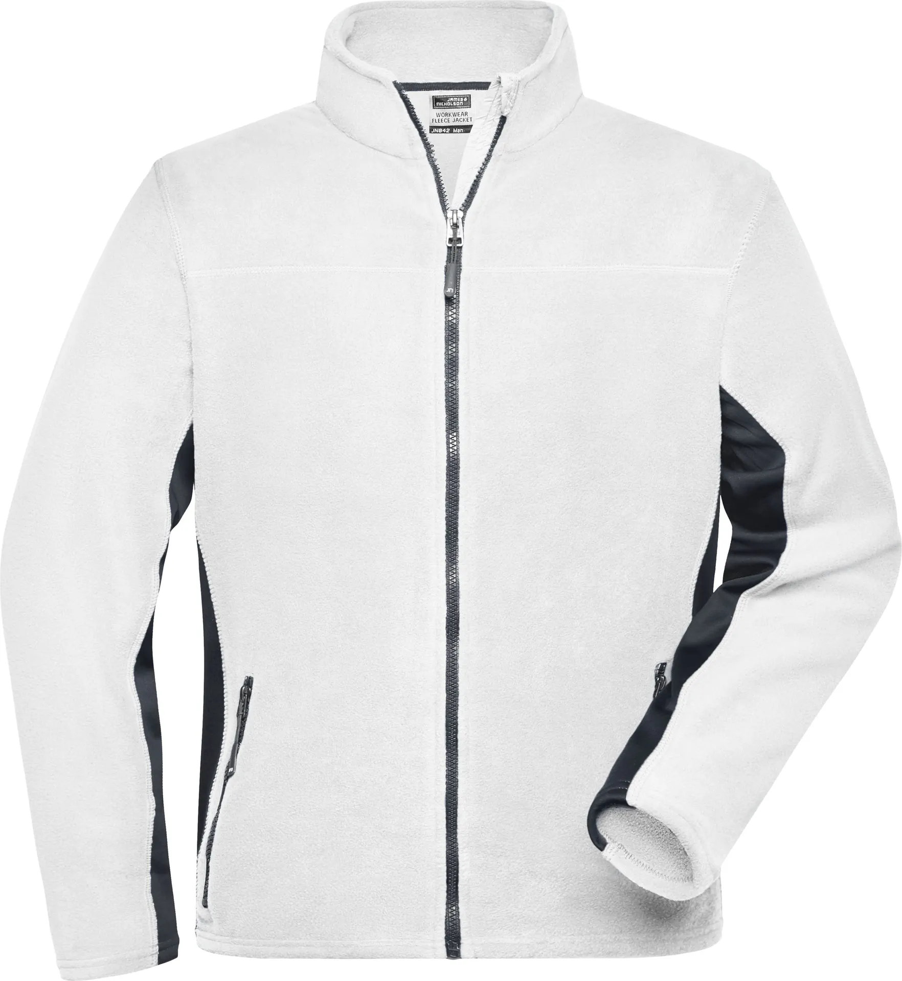 jn842-mens-workwear-fleece-jacket-white-carbon-front-3 James & Nicholson Men's Workwear Fleece Jacket -Strong-