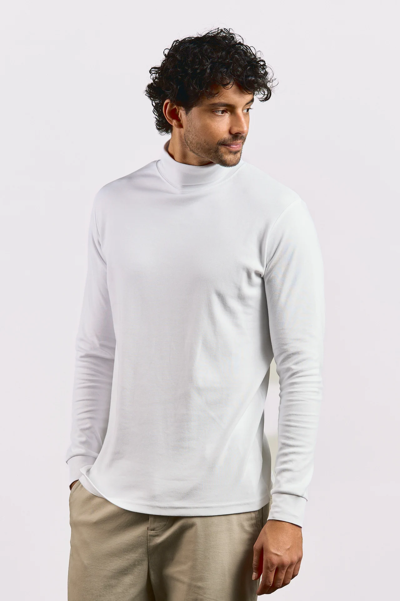 promodoro-3407-mens-turtleneck-t-shirt-long-sleeve-white-model-0 Promodoro Men's Turtleneck-T Long Sleeve