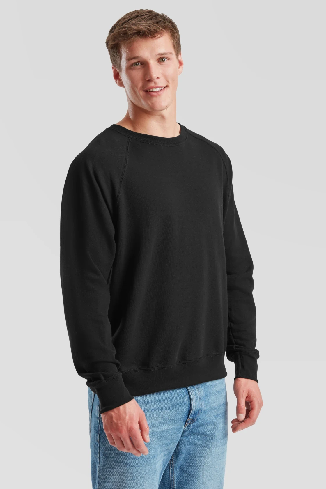 fruit-of-the-loom-62-138-0-lightweight-raglan-sweatshirt-black-model-1 F.O.L. Lightweight Raglan Sweat