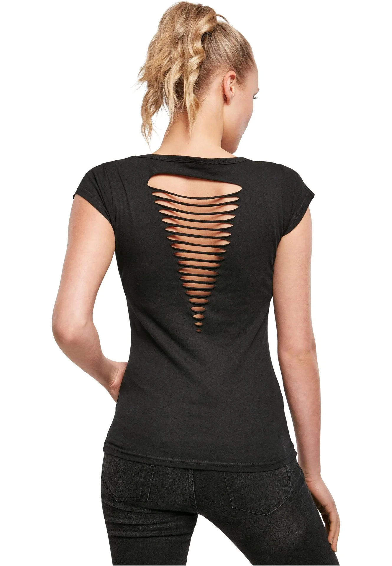 Build Your Brand Ladies Back Cut Tee